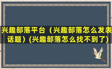 兴趣部落平台（兴趣部落怎么发表话题）(兴趣部落怎么找不到了)