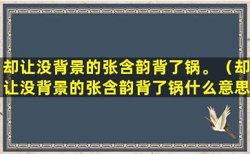 却让没背景的张含韵背了锅。（却让没背景的张含韵背了锅什么意思）