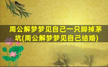 周公解梦梦见自己一只脚掉茅坑(周公解梦梦见自己结婚)