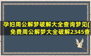 孕妇周公解梦破解大全查询梦见(免费周公解梦大全破解2345查询孕妇)