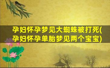 孕妇怀孕梦见大蜘蛛被打死(孕妇怀孕单胎梦见两个宝宝)