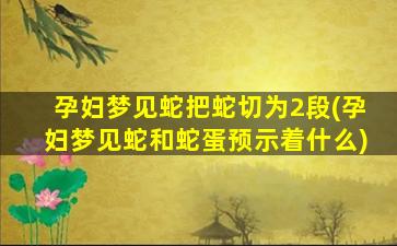 孕妇梦见蛇把蛇切为2段(孕妇梦见蛇和蛇蛋预示着什么)