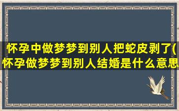 怀孕中做梦梦到别人把蛇皮剥了(怀孕做梦梦到别人结婚是什么意思)