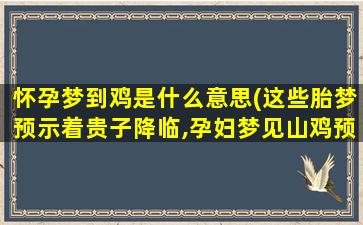 怀孕梦到鸡是什么意思(这些胎梦预示着贵子降临,孕妇梦见山鸡预示生男还是女)