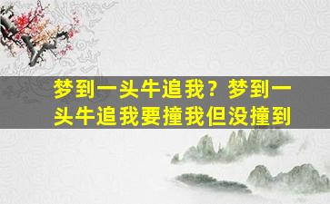 梦到一头牛追我？梦到一头牛追我要撞我但没撞到