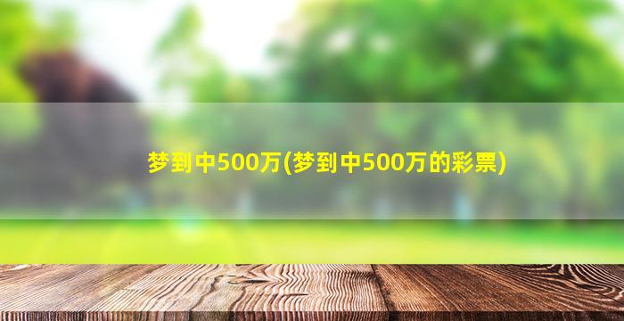 梦到中500万(梦到中500万的彩票)