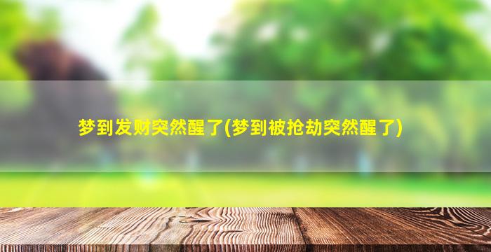 梦到发财突然醒了(梦到被抢劫突然醒了)