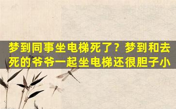 梦到同事坐电梯死了？梦到和去死的爷爷一起坐电梯还很胆子小