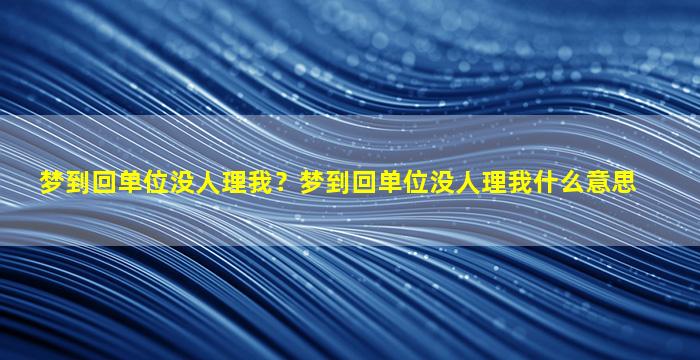 梦到回单位没人理我？梦到回单位没人理我什么意思