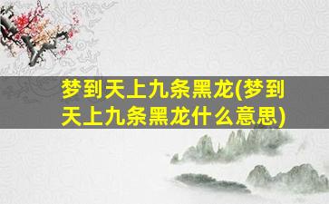 梦到天上九条黑龙(梦到天上九条黑龙什么意思)