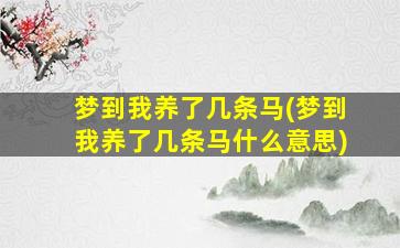 梦到我养了几条马(梦到我养了几条马什么意思)