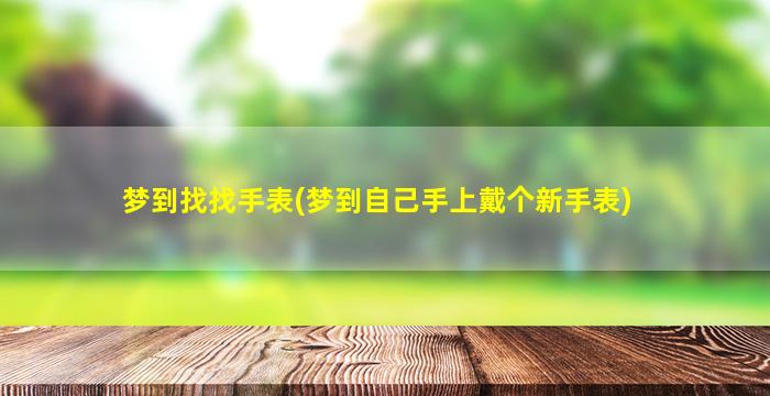 梦到找找手表(梦到自己手上戴个新手表)