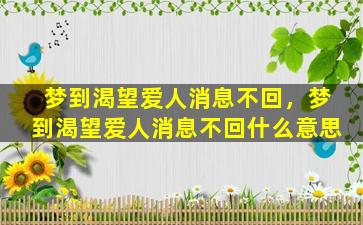 梦到渴望爱人消息不回，梦到渴望爱人消息不回什么意思