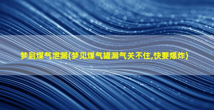 梦到煤气泄漏(梦见煤气罐漏气关不住,快要爆炸)