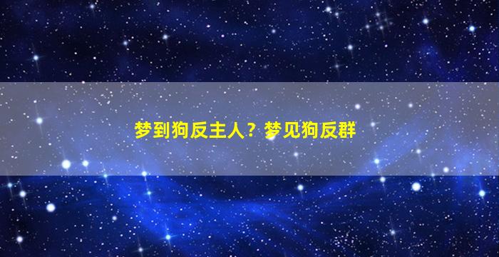 梦到狗反主人？梦见狗反群