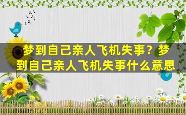 梦到自己亲人飞机失事？梦到自己亲人飞机失事什么意思