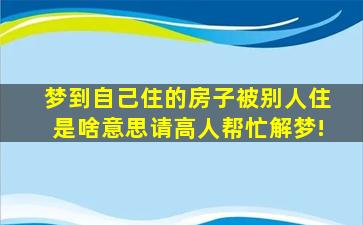 梦到自己住的房子被别人住是啥意思请高人帮忙解梦!