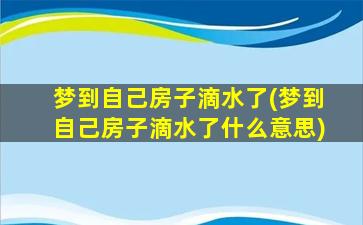 梦到自己房子滴水了(梦到自己房子滴水了什么意思)