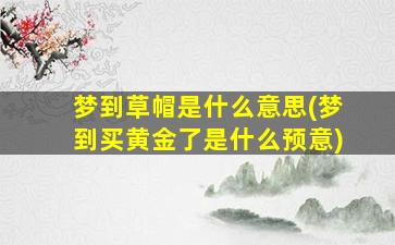 梦到草帽是什么意思(梦到买黄金了是什么预意)