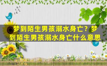 梦到陌生男孩溺水身亡？梦到陌生男孩溺水身亡什么意思