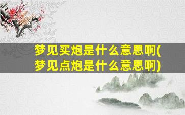 梦见买炮是什么意思啊(梦见点炮是什么意思啊)