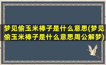 梦见偷玉米棒子是什么意思(梦见偷玉米棒子是什么意思周公解梦)