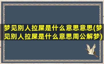 梦见别人拉屎是什么意思意思(梦见别人拉屎是什么意思周公解梦)