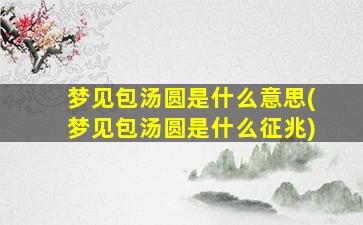 梦见包汤圆是什么意思(梦见包汤圆是什么征兆)