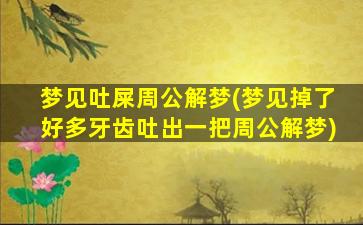 梦见吐屎周公解梦(梦见掉了好多牙齿吐出一把周公解梦)