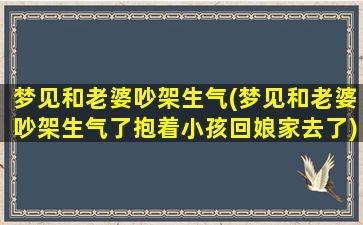 梦见和老婆吵架生气(梦见和老婆吵架生气了抱着小孩回娘家去了)