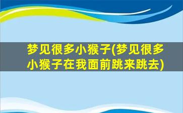 梦见很多小猴子(梦见很多小猴子在我面前跳来跳去)