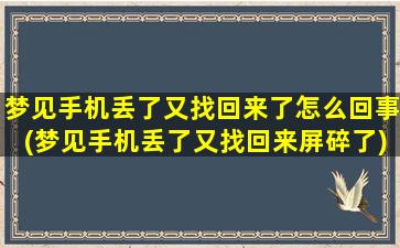 梦见手机丢了又找回来了怎么回事(梦见手机丢了又找回来屏碎了)