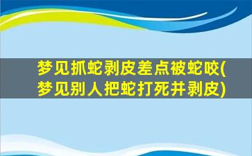 梦见抓蛇剥皮差点被蛇咬(梦见别人把蛇打死并剥皮)