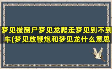 梦见拔窗户梦见龙爬走梦见到不到车(梦见放鞭炮和梦见龙什么意思)