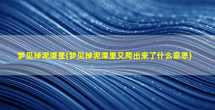 梦见掉泥潭里(梦见掉泥潭里又爬出来了什么意思)