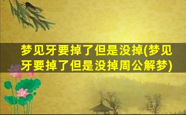 梦见牙要掉了但是没掉(梦见牙要掉了但是没掉周公解梦)