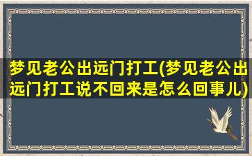 梦见老公出远门打工(梦见老公出远门打工说不回来是怎么回事儿)