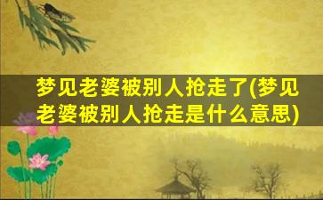 梦见老婆被别人抢走了(梦见老婆被别人抢走是什么意思)