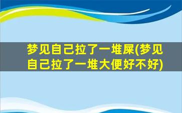 梦见自己拉了一堆屎(梦见自己拉了一堆大便好不好)