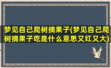 梦见自己爬树摘果子(梦见自己爬树摘果子吃是什么意思又红又大)