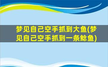 梦见自己空手抓到大鱼(梦见自己空手抓到一条鲶鱼)