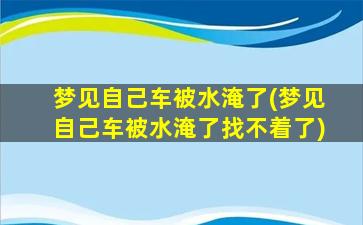 梦见自己车被水淹了(梦见自己车被水淹了找不着了)