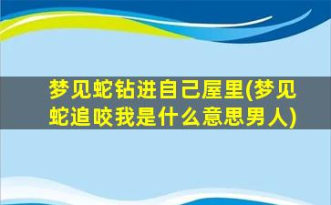 梦见蛇钻进自己屋里(梦见蛇追咬我是什么意思男人)