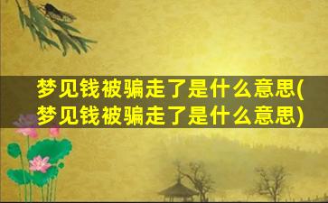 梦见钱被骗走了是什么意思(梦见钱被骗走了是什么意思)