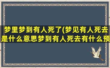 梦里梦到有人死了(梦见有人死去是什么意思梦到有人死去有什么预兆)