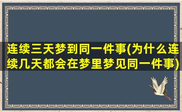 连续三天梦到同一件事(为什么连续几天都会在梦里梦见同一件事)